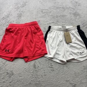 Lot Of 2 Pairs Of Nike Shorts & Under Armour Youth Boys Size Small Athletic